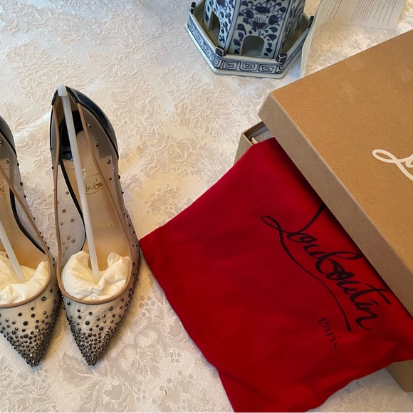 Christian Louboutin Follies Strass 100mm Heels - Hematite 37.5 - Picture 14 of 15